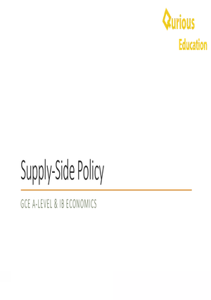 Supply Side Policy Economics Notes a Level IB