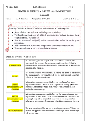 Chapter 9: Internal and External Communication