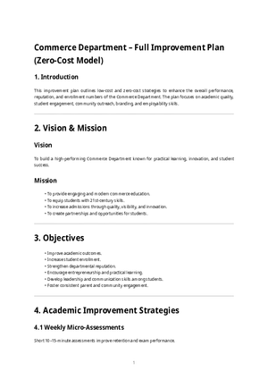 Commerce Department Improvement Plan