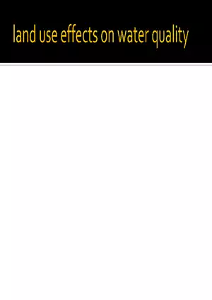 Land Use Effects on Water Quality