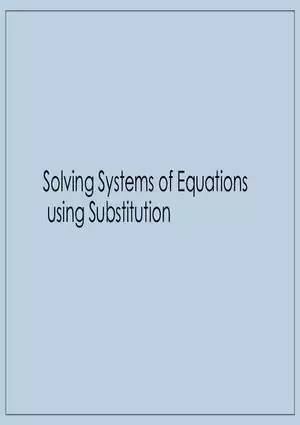 Solving Systems of Equations using Substitution