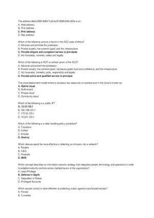 Cybersecurity Principles and Networking Fundamentals (Answer Key) Part 1