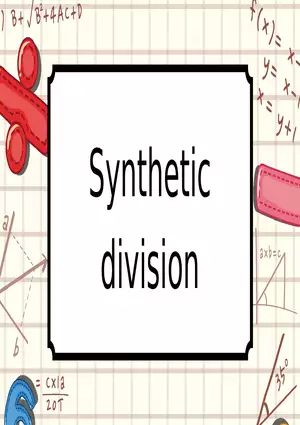 Synthetic Division Lecture