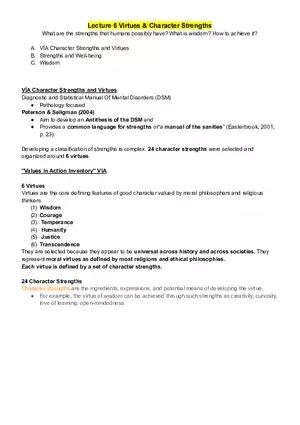 Lecture 6 Virtues and Character Strengths
