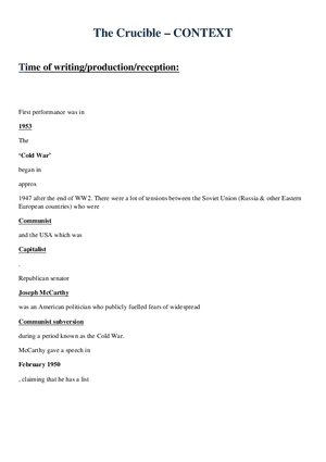 The Crucible Context Handout