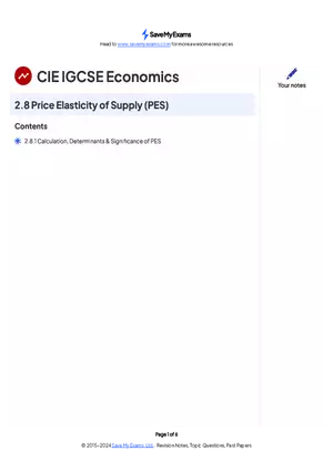 Price Elasticity Of Supply (Extra)