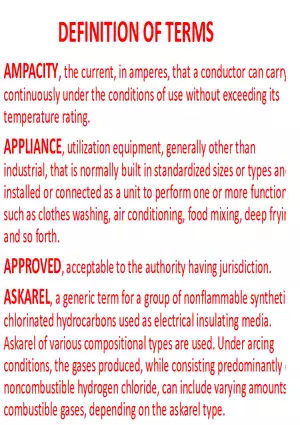 Definitions of Electrical and Equipment Terms
