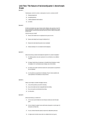 Unit Test The Nature of Science Quarter 1