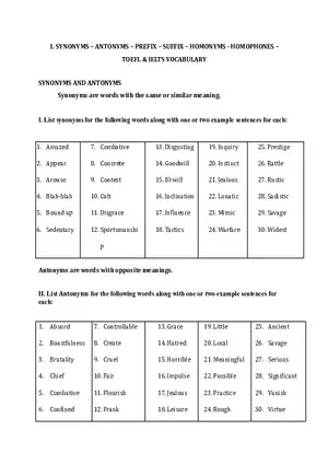 Synonyms - Antonyms - Prefix - Suffix