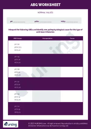 ABG Worksheet - Answer Key