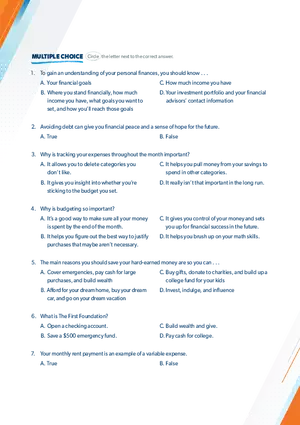 Understanding of Your Personal Finances