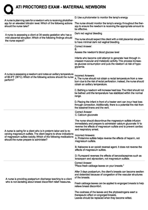 Maternal Newborn 11 Answers