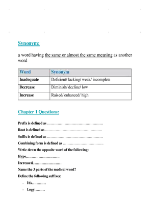 Medical Terminology Basics Word Parts and Suffix Definitions
