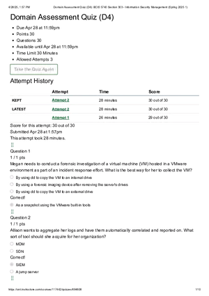 Domain Assessment Quiz (D4)