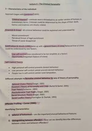 Lecture 4- The Criminal Personality
