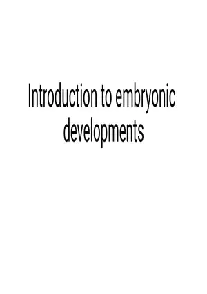 Introduction to Embryonic Developments