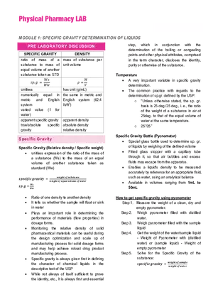 Specific Gravity Determination of Liquids