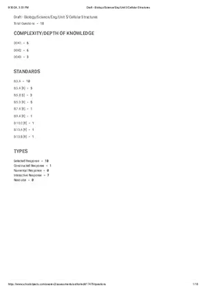 Biology Science Unit 5: Cellular Structures