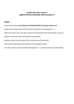 Applied Statistical Methods and Data Analytics I