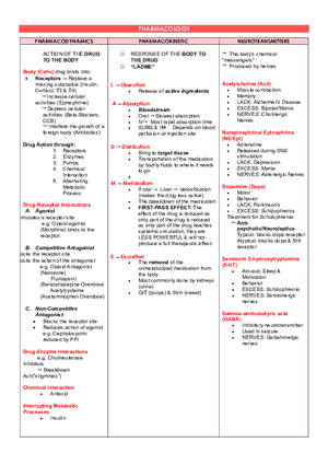 Pharmacodynamics, Pharmacokinetics, and Neurotransmitters