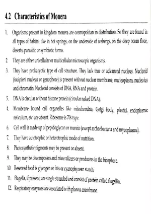 Characteristics of Monera