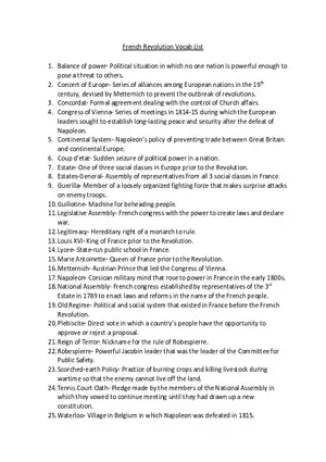 French Revolution Vocab List