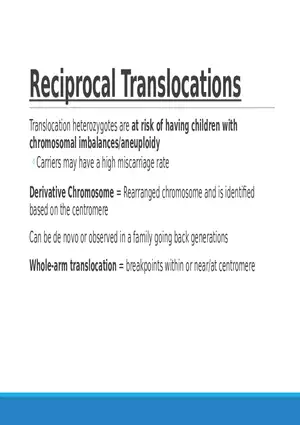 Summary of Aneuploidies Part 2