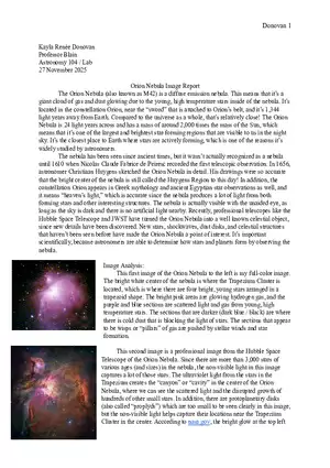 Orion Nebula Report