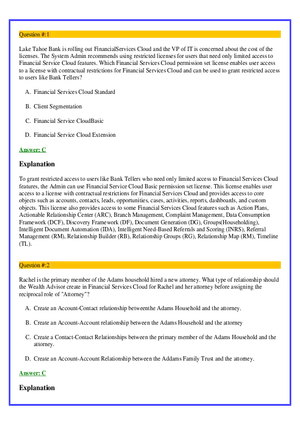 Salesforce Financial Services Cloud Exam Answers 1