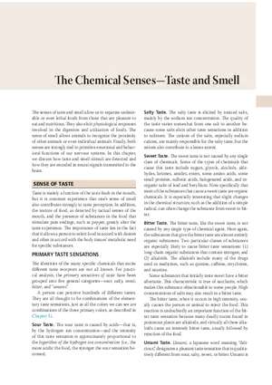 The Chemical Senses - Taste and Smell