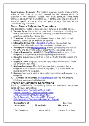 Generations of Computer Study Guide