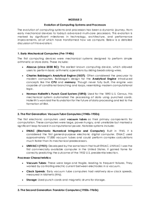 Evolution of Computing Systems and Processors