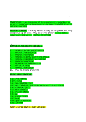 Overview of NAVSUPSYSCOM and Naval Supply Divisions