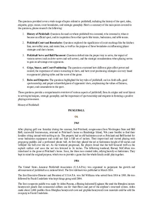 Overview of Pickleball History, Rules, and Strategy
