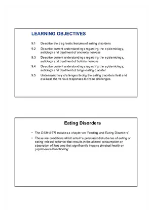 Eating Disorders - Features, Epidemiology, and Treatment