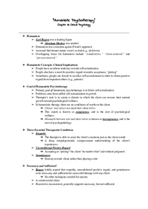 Humanistic Psychotherapy (Clinical Psychology)