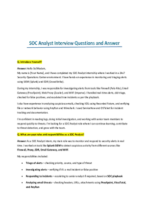 SOC Analyst Interview Q&A