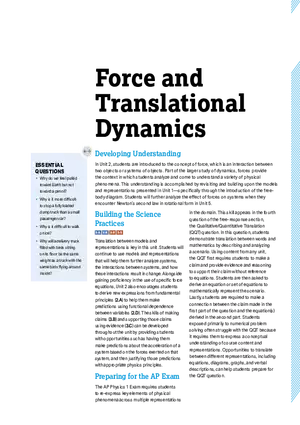 Force and Translational Dynamics