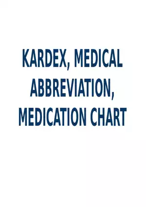 Kardex, Medical Abbreviation, Medication Chart