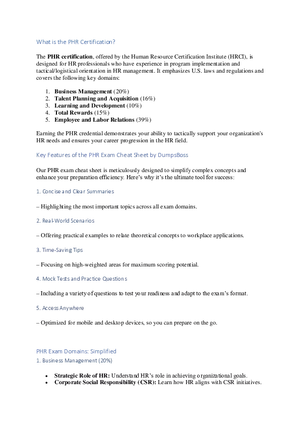 What is the PHR Certification