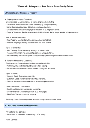Wisconsin Salesperson Real Estate Exam Study Guide