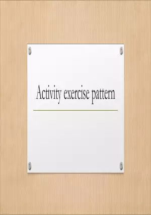 Activity Exercise Pattern