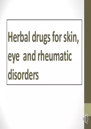 Herbal Drugs for Skin, Eye and Rheumatic Disorders