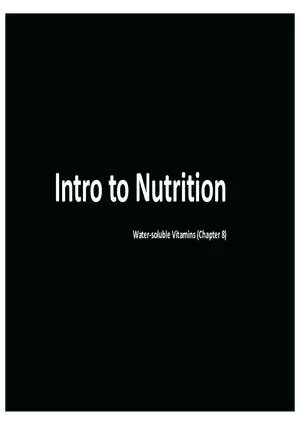 Nutrition - Water-soluble Vitamins (Chapter 8)