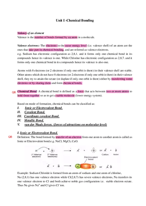 Unit 1 - Chemical Bonding
