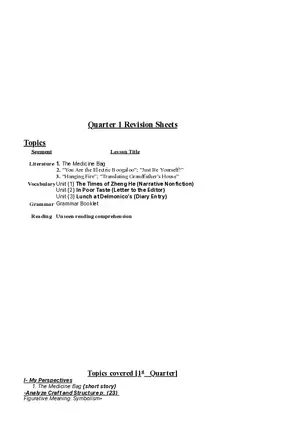 Quarter 1 Revision Sheets