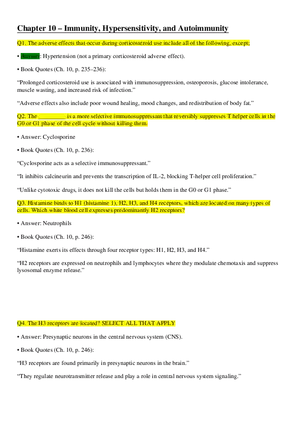 Immunity, Hypersensitivity, and Autoimmunity Quiz #2