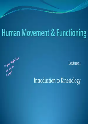 Human Movement and Functioning Lecture 1
