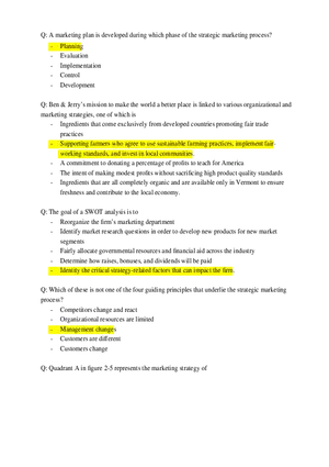 Marketing Fundamentals Midterm Answer Key Part 2