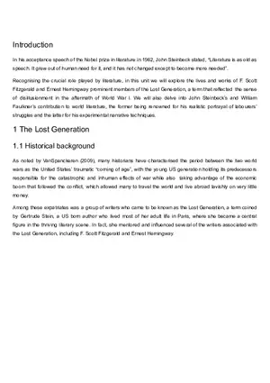 Literary Voices of the Lost Generation and Beyond